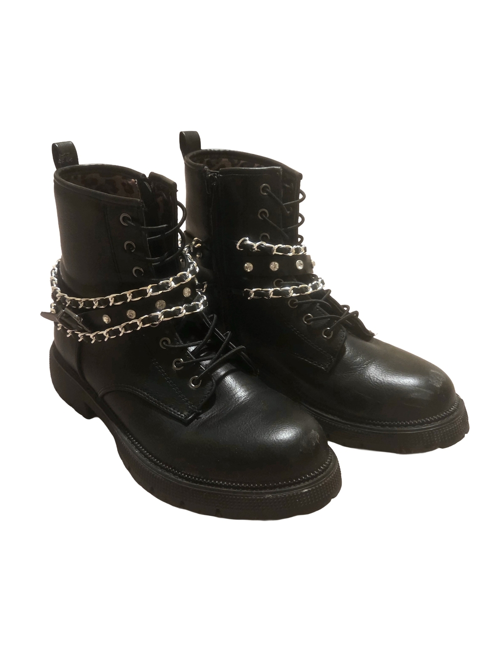 Steve Madden Black Chain Combat Boots